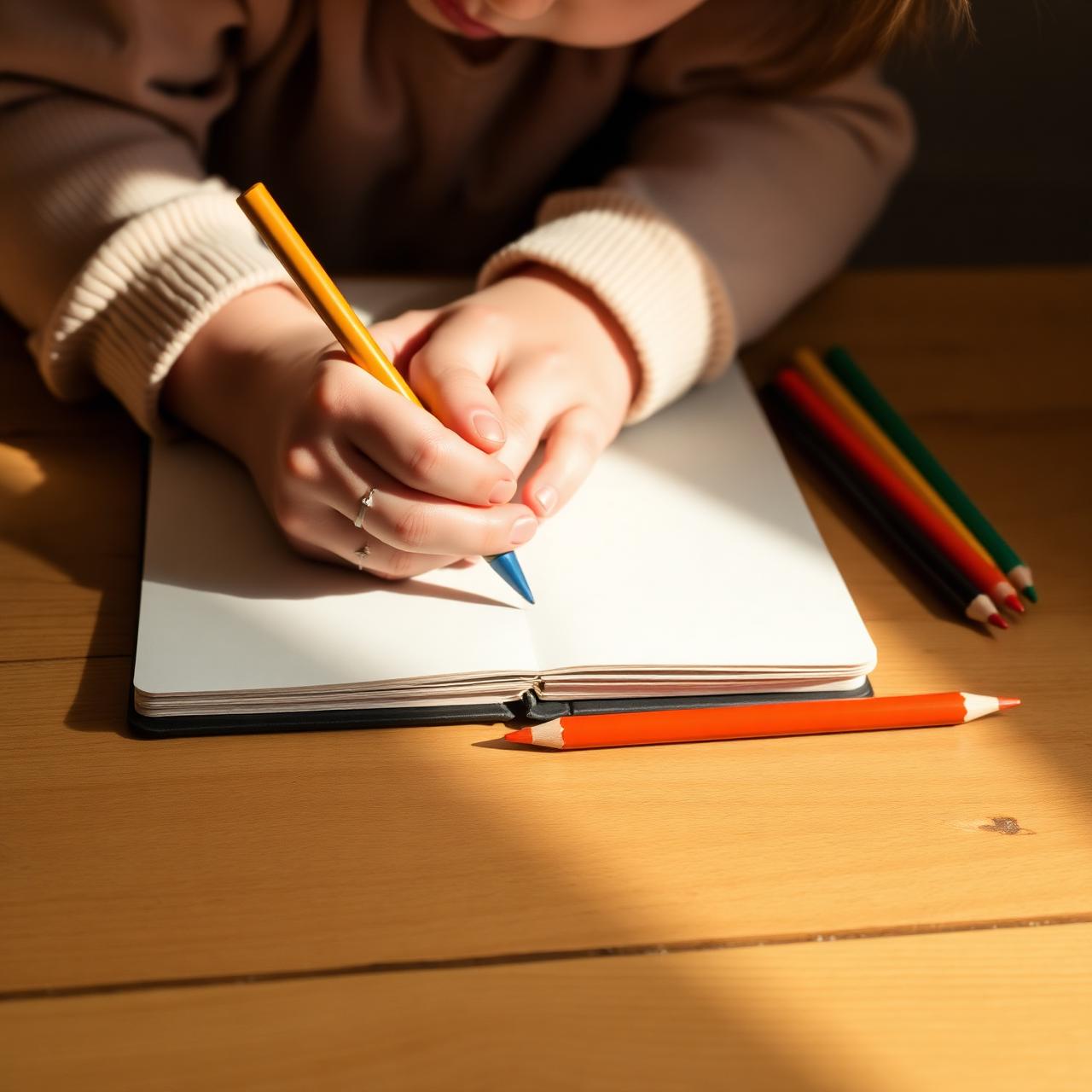 Manos escribiendo en un cuaderno